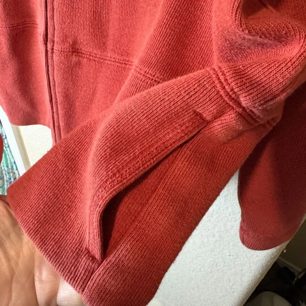 Orvis Sweater Cardigan Women's M Orange‎ Cotton Full Zip Jacket pockets